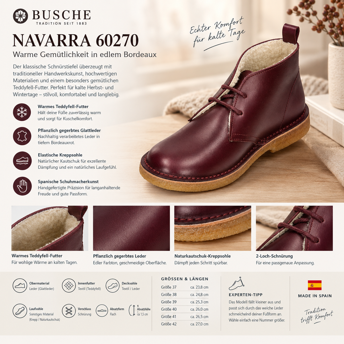 Bordeaux Stil für Herbstabende: Das Geheimnis der BUSCHE Damen Desert Boots NAVARRA 60270 entdecken