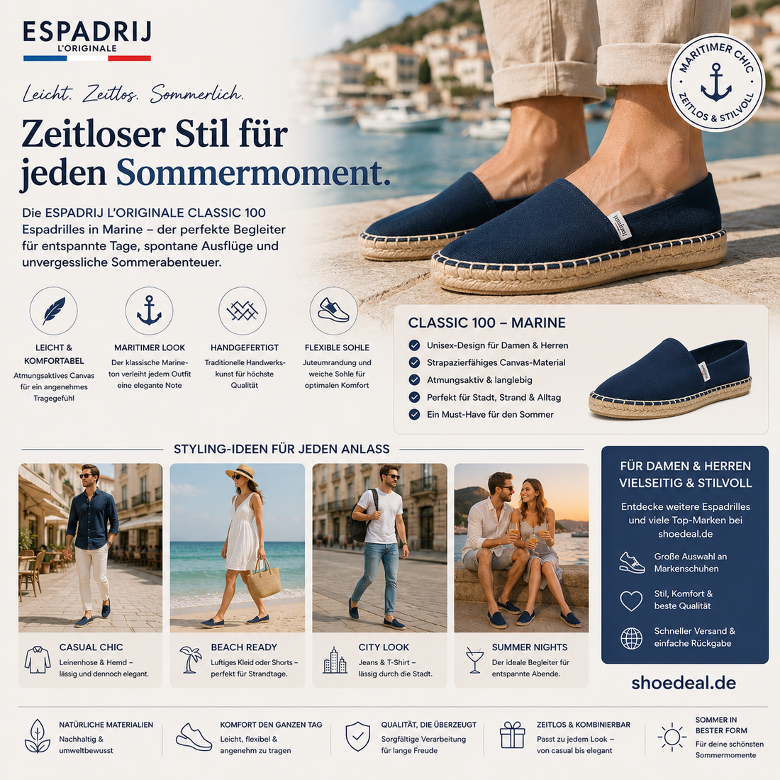 Zeitlos mit Stil durch den Sommer. Espadrilles von Espadrij l´originale. | shoedealo.shop