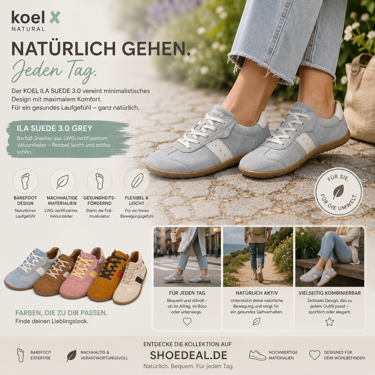 KOEL ILA SUEDE 3.0 Barfuß-Sneaker aus Veloursleder für natürliches Gehen und Alltagskomfort | shoedealo.shop