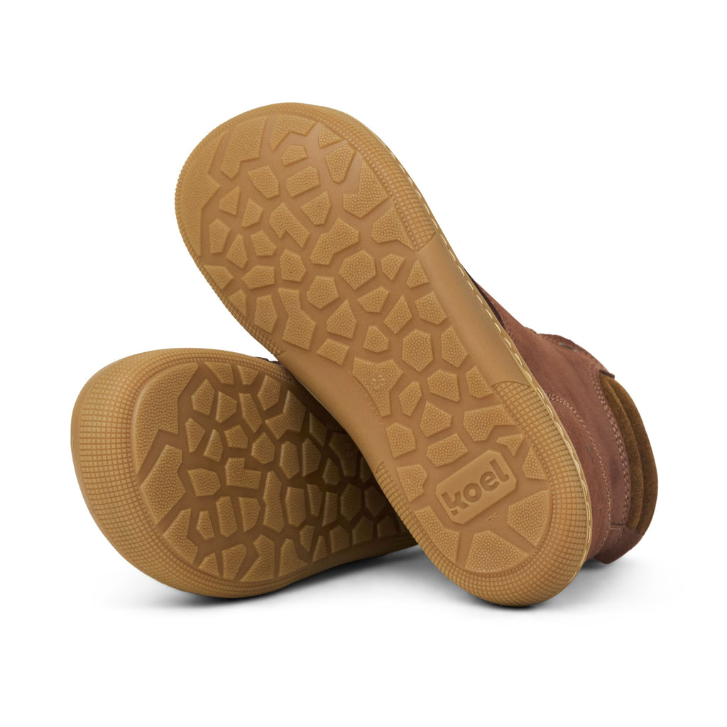 KOEL warm gefütterte Barefoot Kinderstiefel - DARIUS WOOL - chocolate