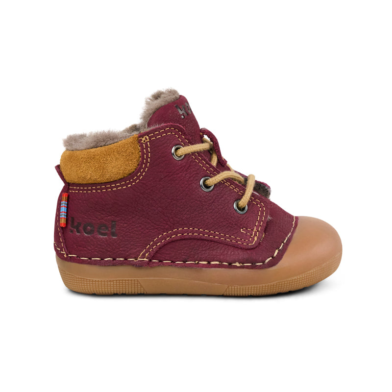 KOEL Barefoot Kinder Lauflernschuhe AVA LEATHER WOOL bordo