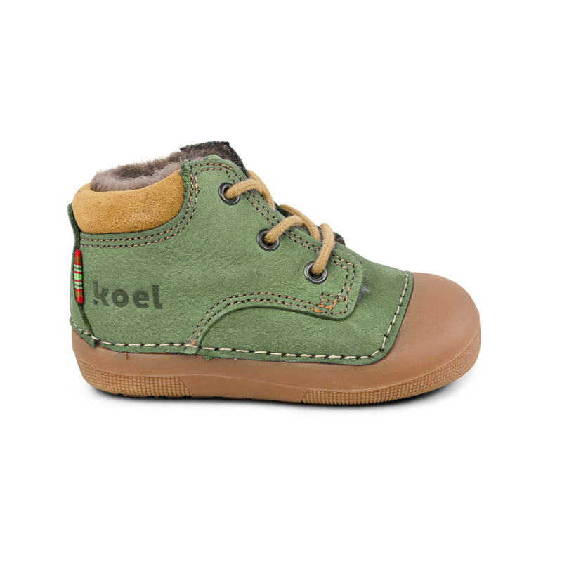 KOEL Barefoot Kinder Lauflernschuhe AVA LEATHER WOOL olive