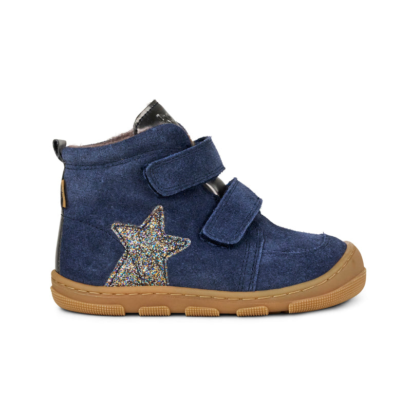 KOEL Barefoot Kinder Booties KIVO WOOL TEX extra weit blue