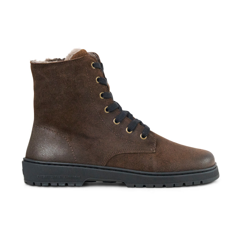 KOEL Damen gefütterte Barefoot Schnürboots GALYON FELT chocolate