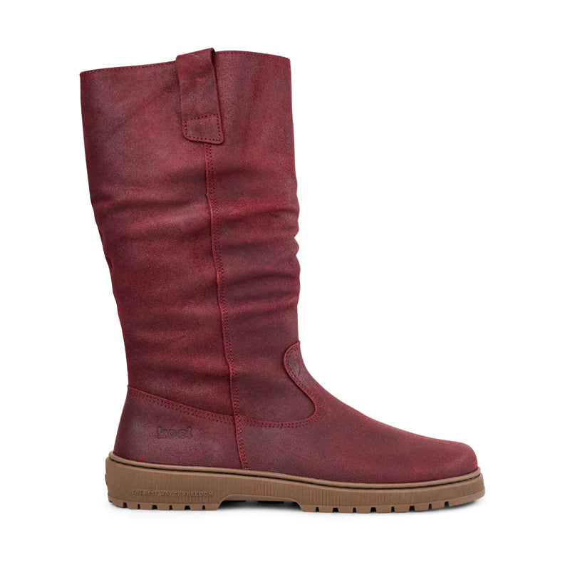KOEL Damen gefütterte Barefoot Stiefel GLYRA FELT bordo