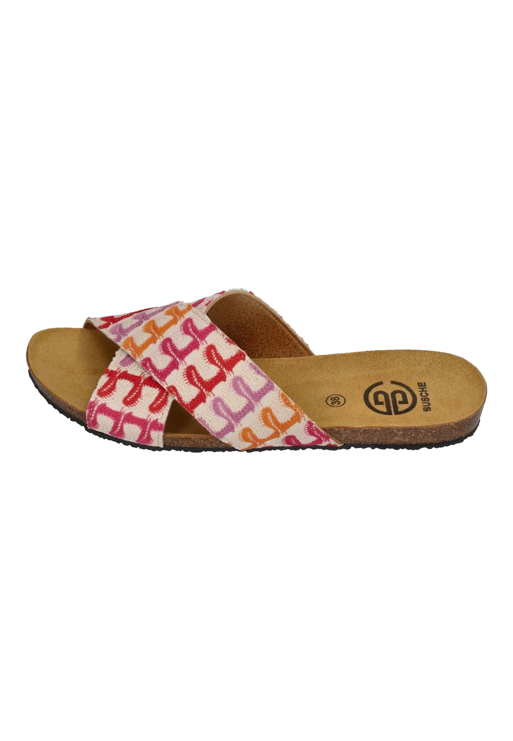 BUSCHE Damen Pantoletten Kreuzbandage LA MADEIRA 3029 fantasy fresa