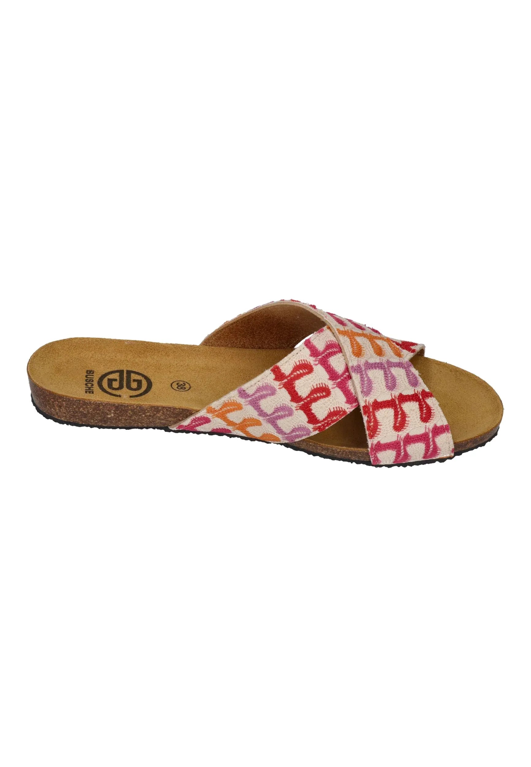 BUSCHE Damen Pantoletten Kreuzbandage LA MADEIRA 3029 fantasy fresa