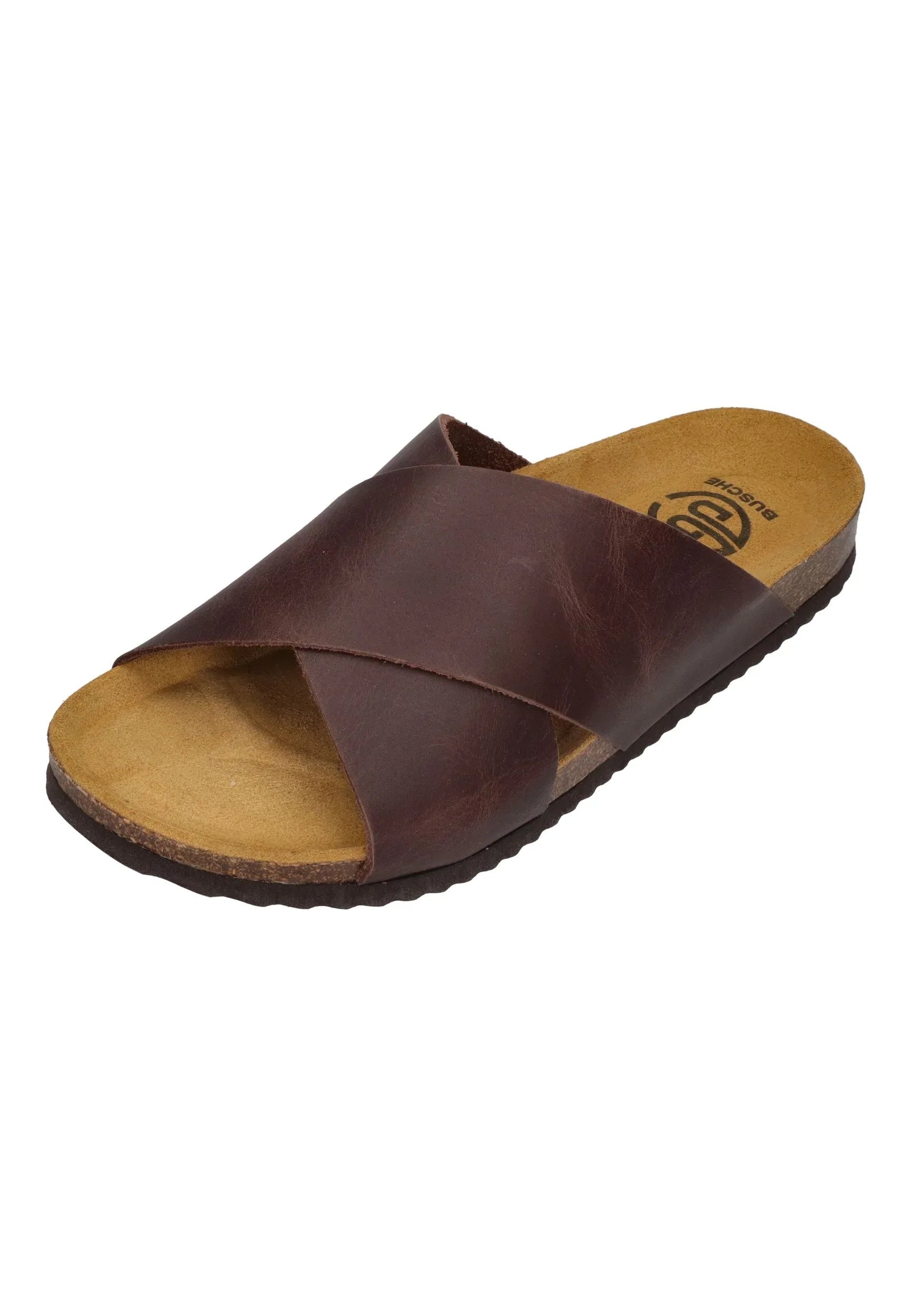 BUSCHE Damen Pantoletten Kreuzbandage MENORCA 3026 coffee – Pantoletten