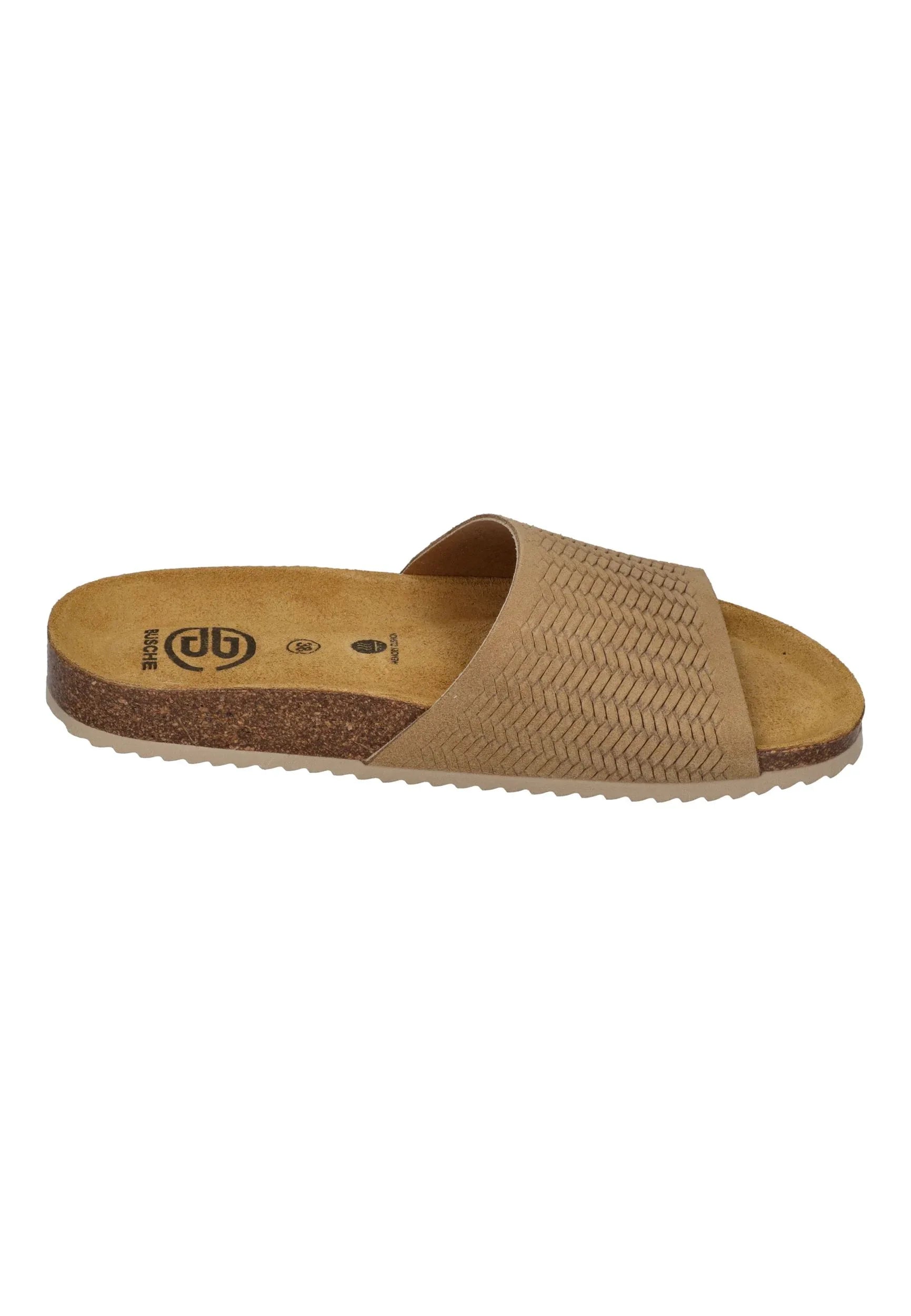 BUSCHE Damen Pantoletten Poolslide CAPRI 2526 nu ambossed