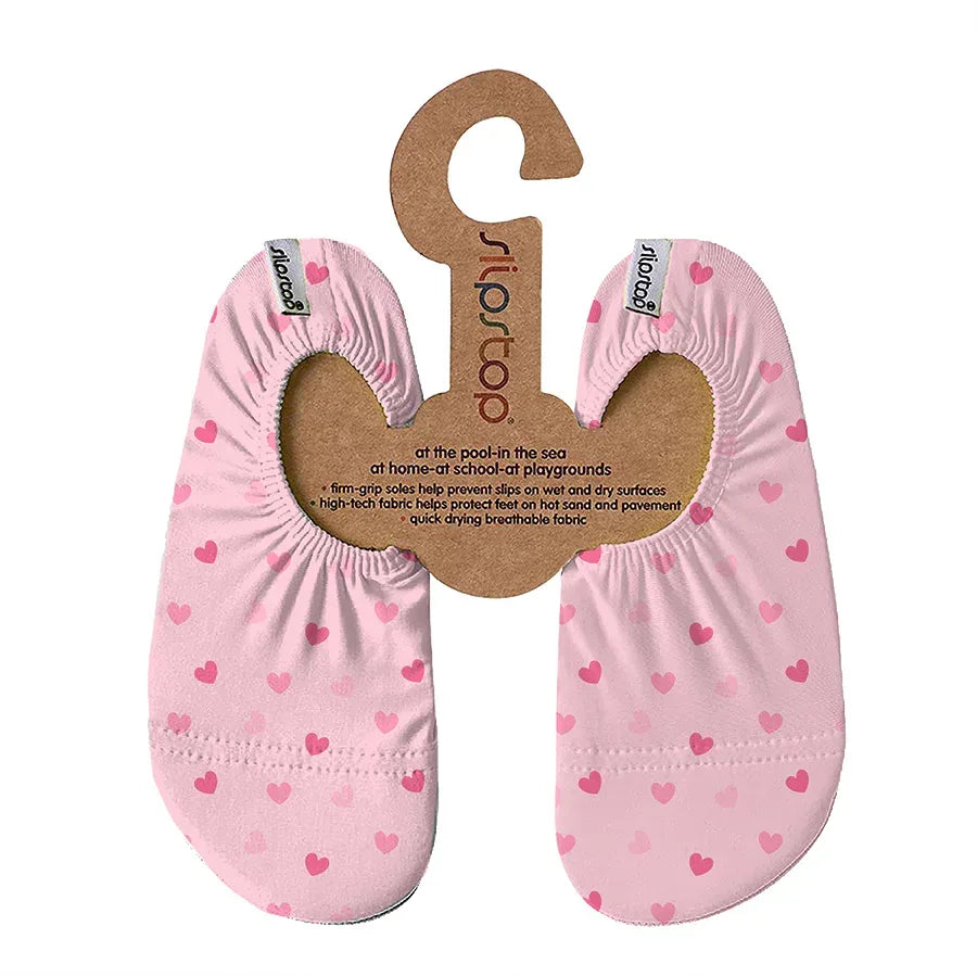 SLIPSTOP Kinder Hausschuhe Badeschuhe Claire Herzen rosa