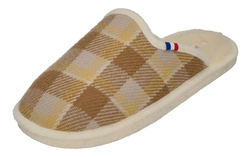 ESPADRIJ L'ORIGINALE Damen Hausschuhe CHAUSSON WOOLCHECK jaune check small