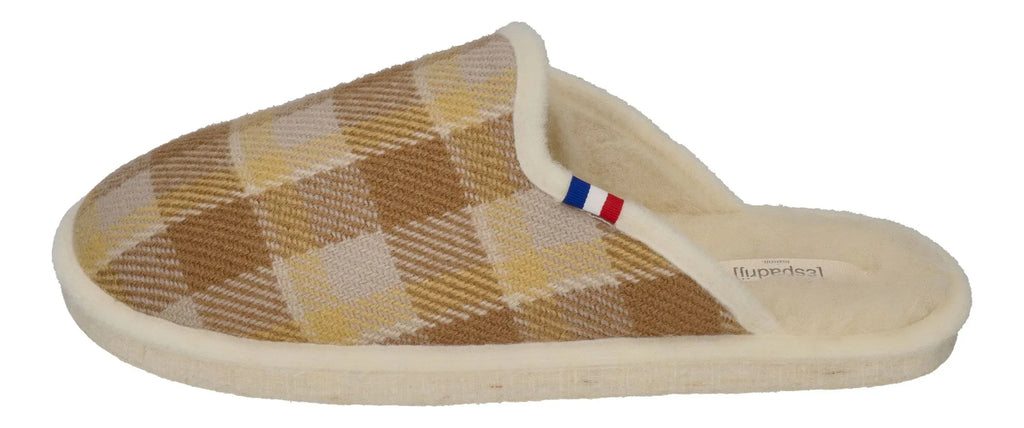 ESPADRIJ L'ORIGINALE Damen Hausschuhe CHAUSSON WOOLCHECK jaune check small