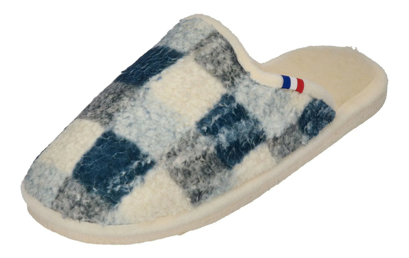 ESPADRIJ L'ORIGINALE Damen Hausschuhe CHAUSSON WOOLCHECK marine check big