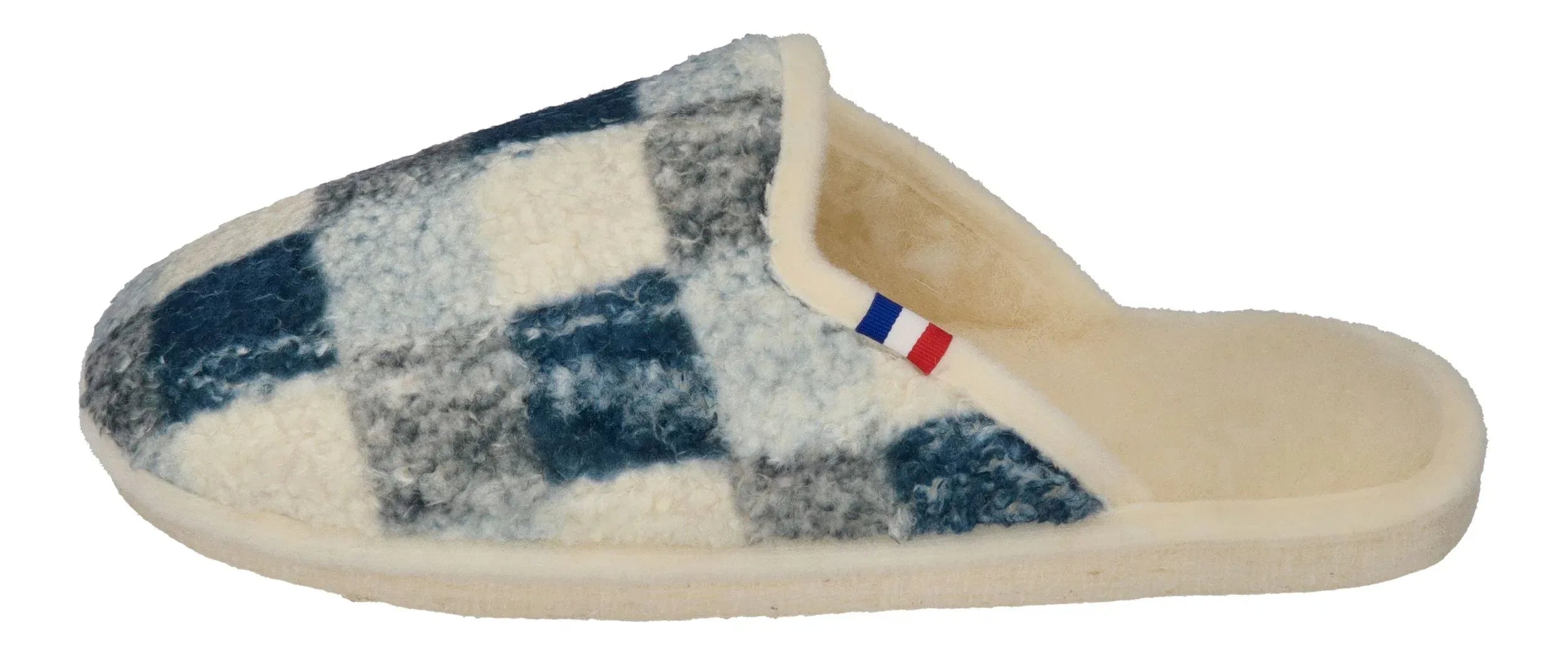 ESPADRIJ L'ORIGINALE Damen Hausschuhe CHAUSSON WOOLCHECK marine check big