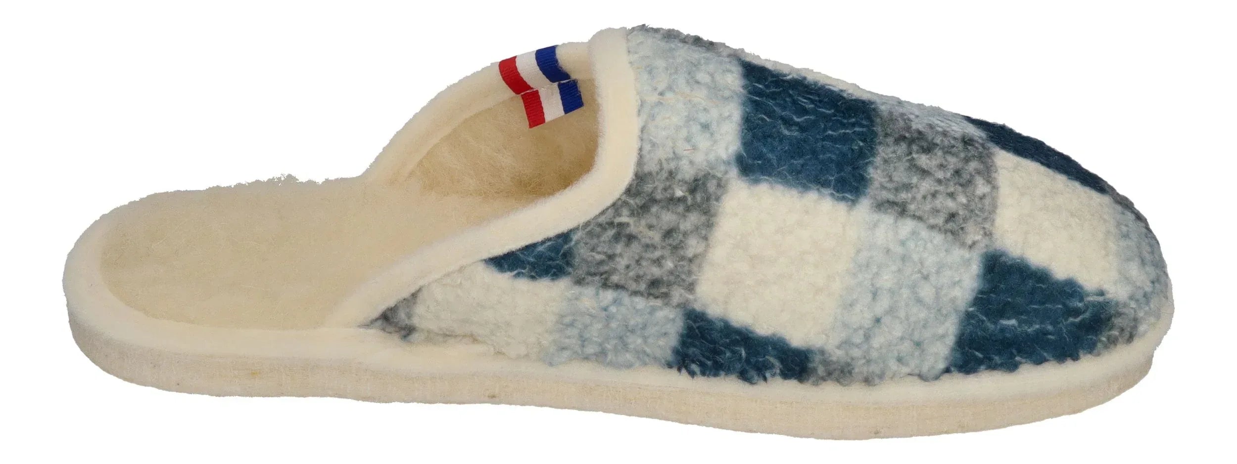 ESPADRIJ L'ORIGINALE Damen Hausschuhe CHAUSSON WOOLCHECK marine check big