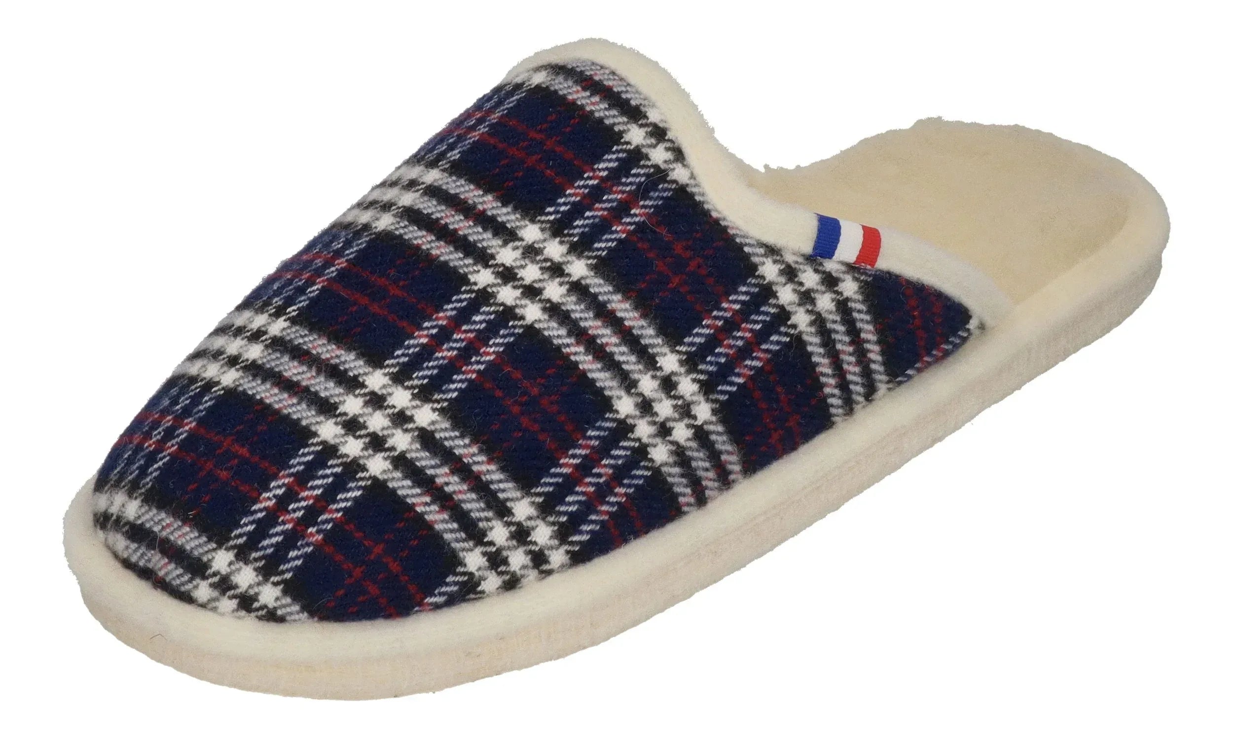 ESPADRIJ L'ORIGINALE Damen Hausschuhe CHAUSSON WOOLCHECK marine check small