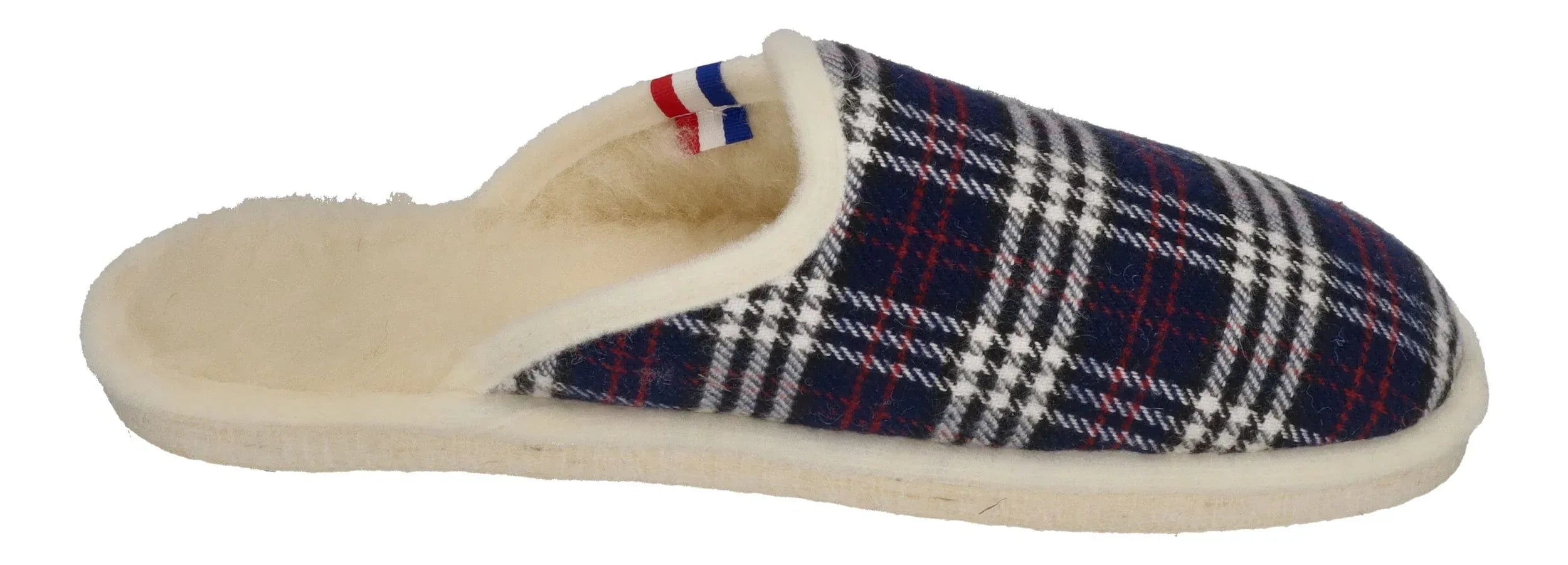 ESPADRIJ L'ORIGINALE Damen Hausschuhe CHAUSSON WOOLCHECK marine check small