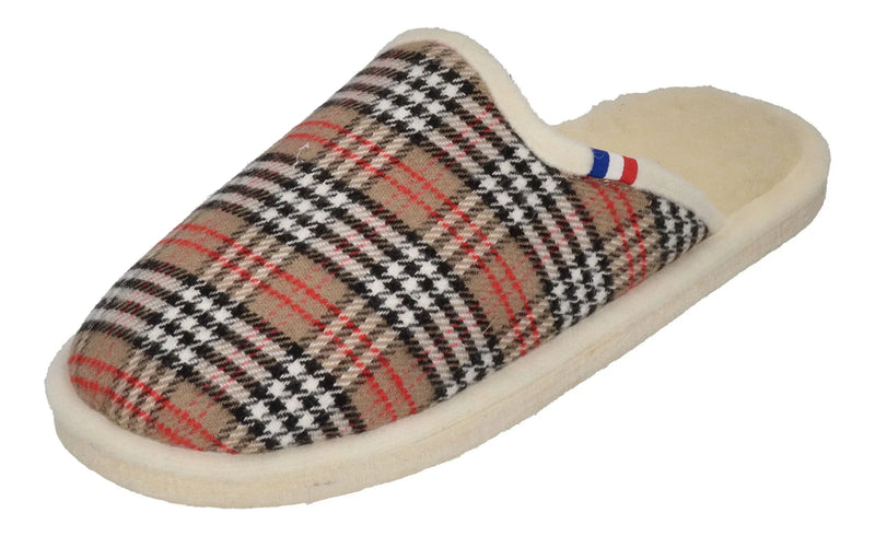 ESPADRIJ L'ORIGINALE Damen Hausschuhe CHAUSSON WOOLCHECK sable check small