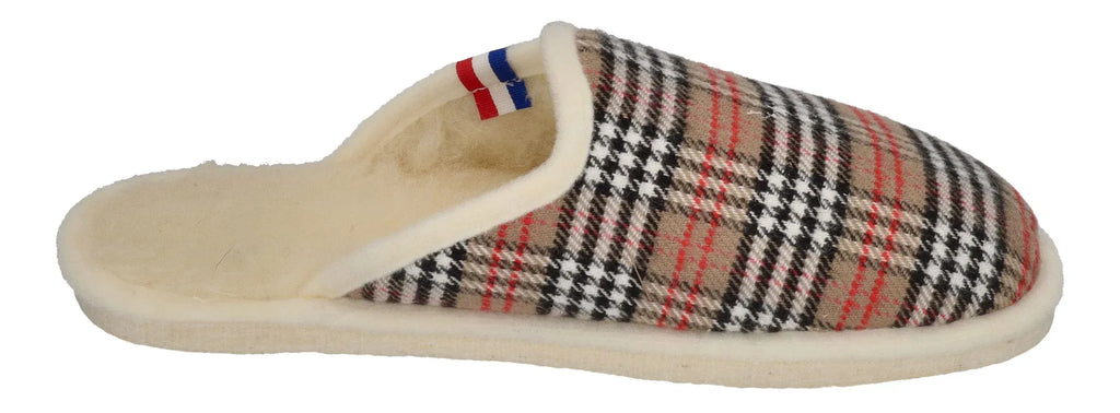 ESPADRIJ L'ORIGINALE Damen Hausschuhe CHAUSSON WOOLCHECK sable check small