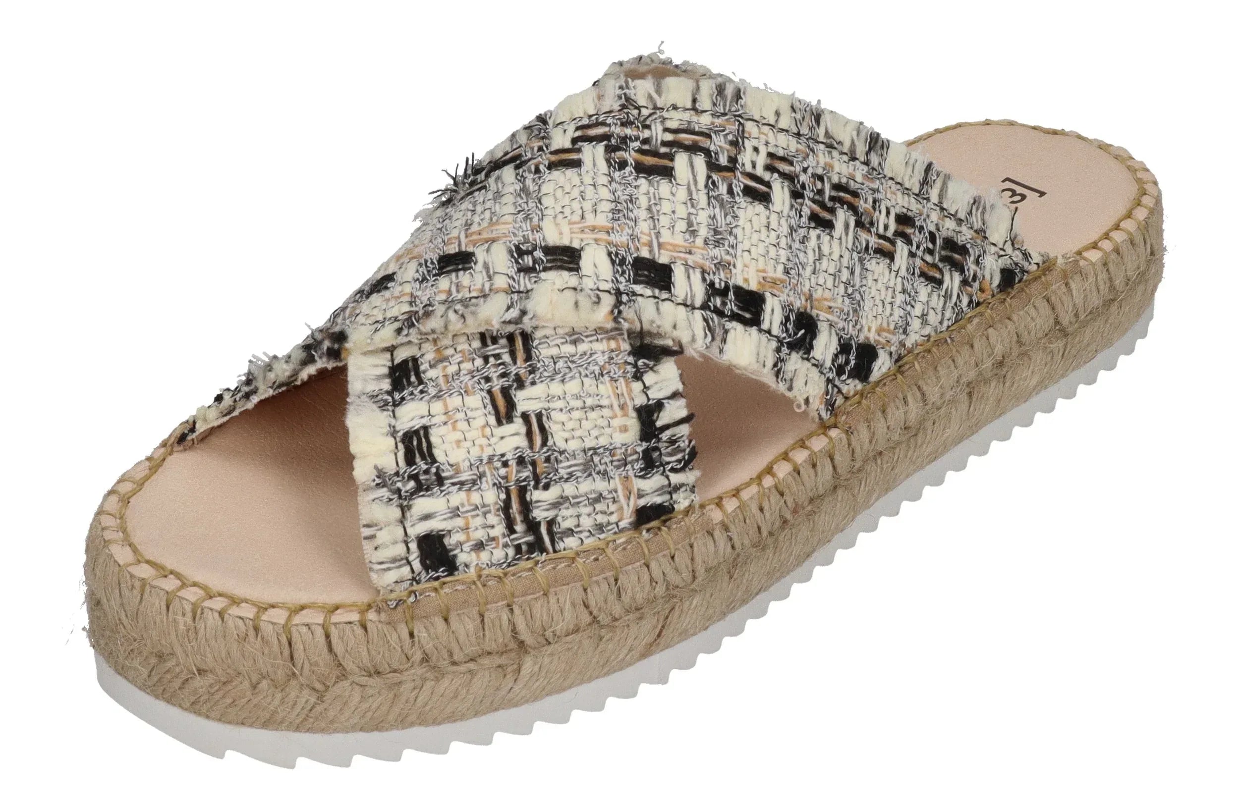 ESPADRIJ L'ORIGINALE Damen Pantolette - CROISETTE TWEED - noir