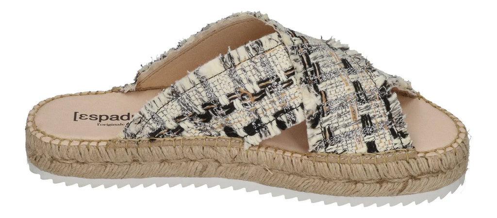ESPADRIJ L'ORIGINALE Damen Pantolette - CROISETTE TWEED - noir