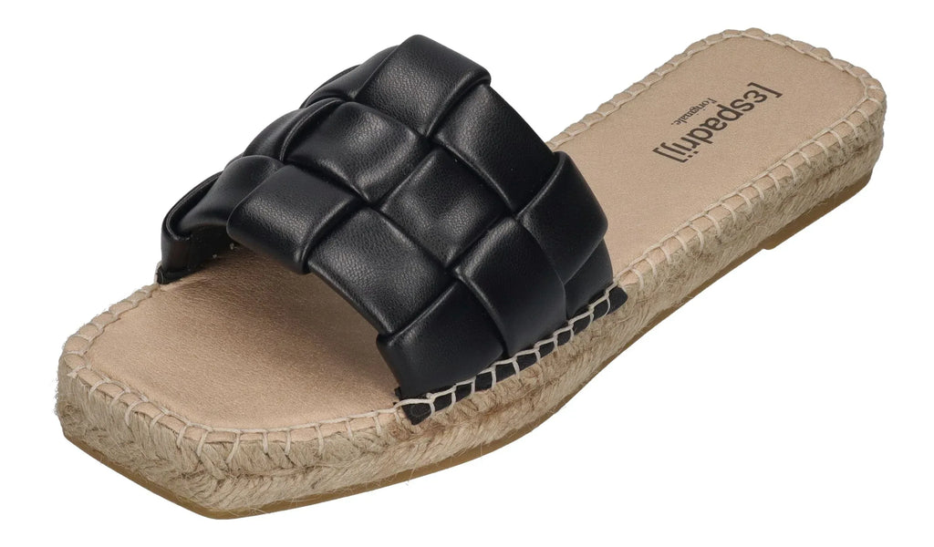 ESPADRIJ L'ORIGINALE Damen Pantolette - CARRE CHECK - noir