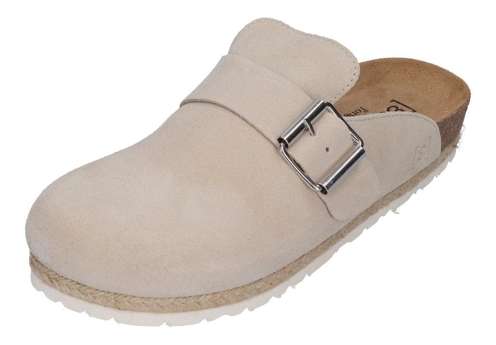 ESPADRIJ L'ORIGINALE Damen Pantoletten Clogs - CLOQ VELOUR BOUCLE - beige