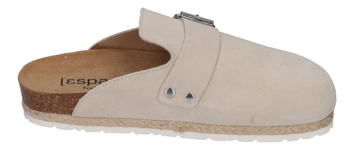 ESPADRIJ L'ORIGINALE Damen Pantoletten Clogs - CLOQ VELOUR BOUCLE - beige