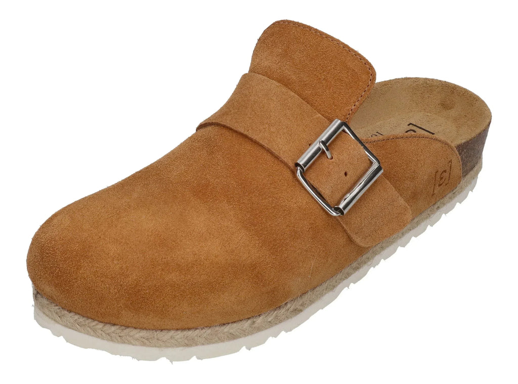 ESPADRIJ L'ORIGINALE Damen Pantoletten Clogs - CLOQ VELOUR BOUCLE - cognac