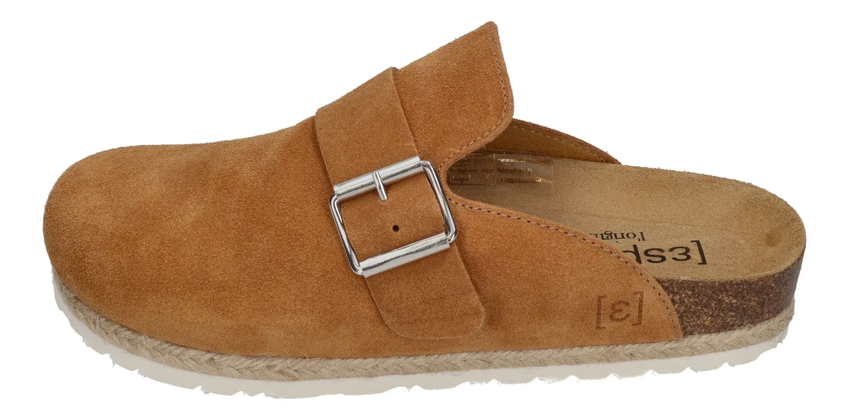 ESPADRIJ L'ORIGINALE Damen Pantoletten Clogs - CLOQ VELOUR BOUCLE - cognac