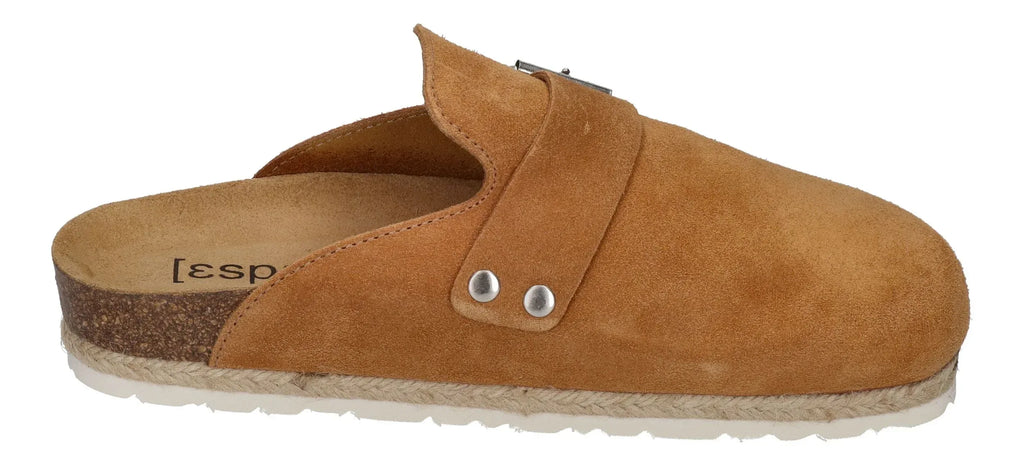 ESPADRIJ L'ORIGINALE Damen Pantoletten Clogs - CLOQ VELOUR BOUCLE - cognac