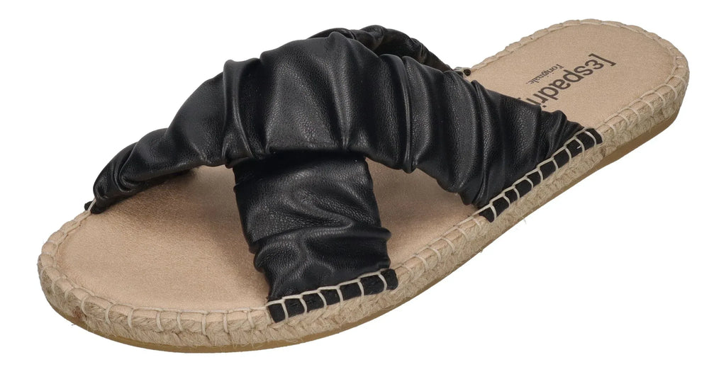 ESPADRIJ L'ORIGINALE Damen Pantolette - CROISETTE RUFFLE - noir