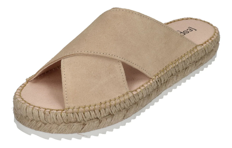ESPADRIJ L'ORIGINALE Damen Pantolette - CROISETTE VELOUR LOW - beige