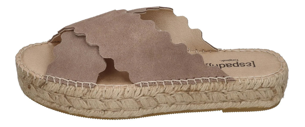 ESPADRIJ L'ORIGINALE Damen Pantolette - LYON CROISETTE VELOUR - sable