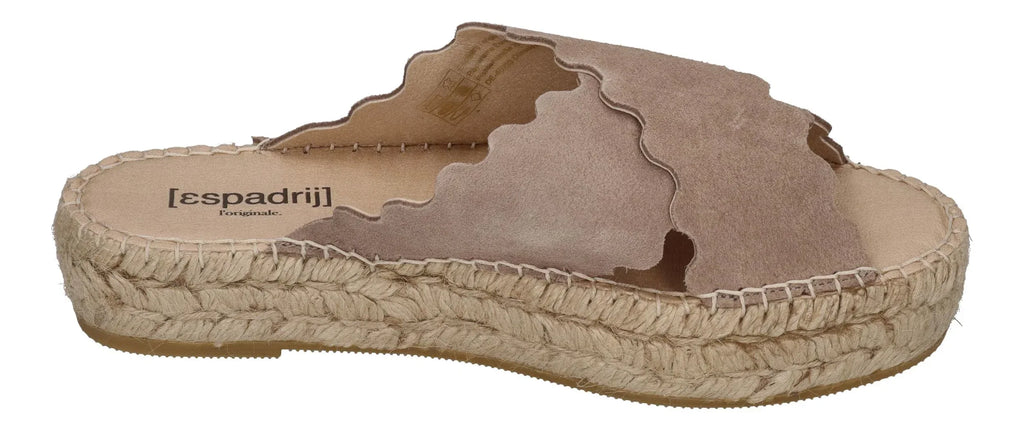ESPADRIJ L'ORIGINALE Damen Pantolette - LYON CROISETTE VELOUR - sable