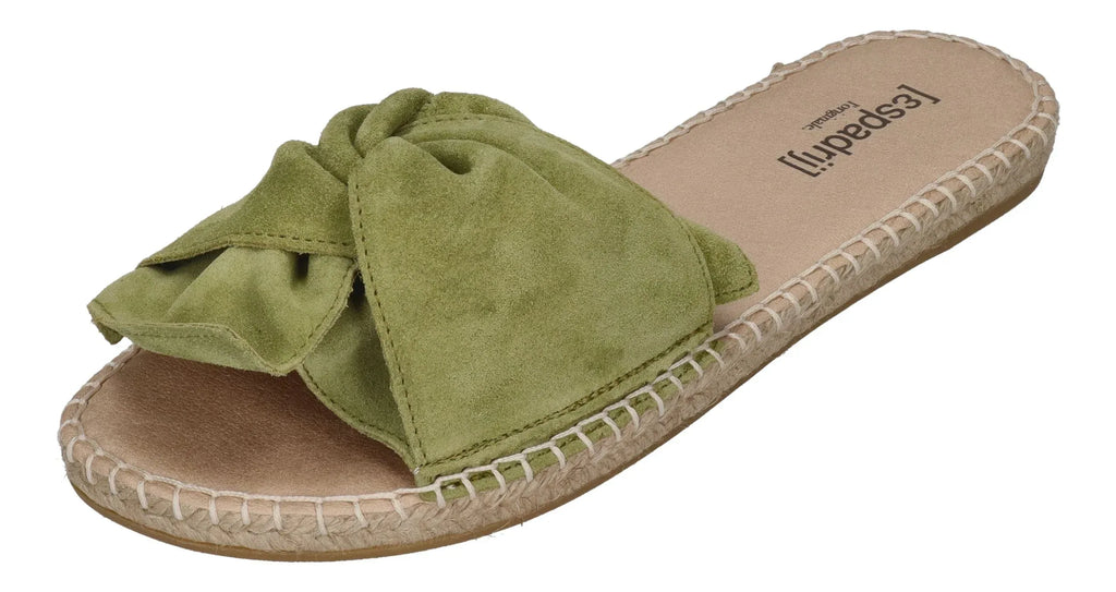 ESPADRIJ L'ORIGINALE Damen Pantolette - PLAGE BOUCLE VELOUR - vert clair