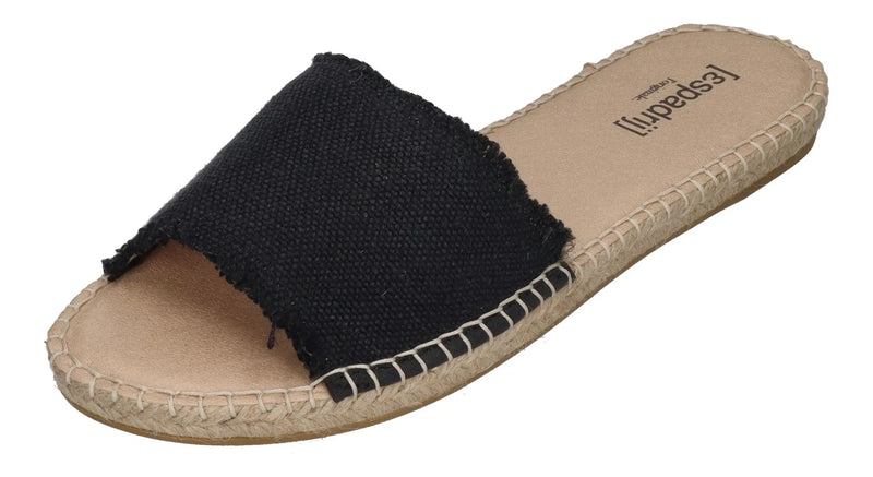 ESPADRIJ L'ORIGINALE Damen Pantoletten - PLAGE LINEN - noir