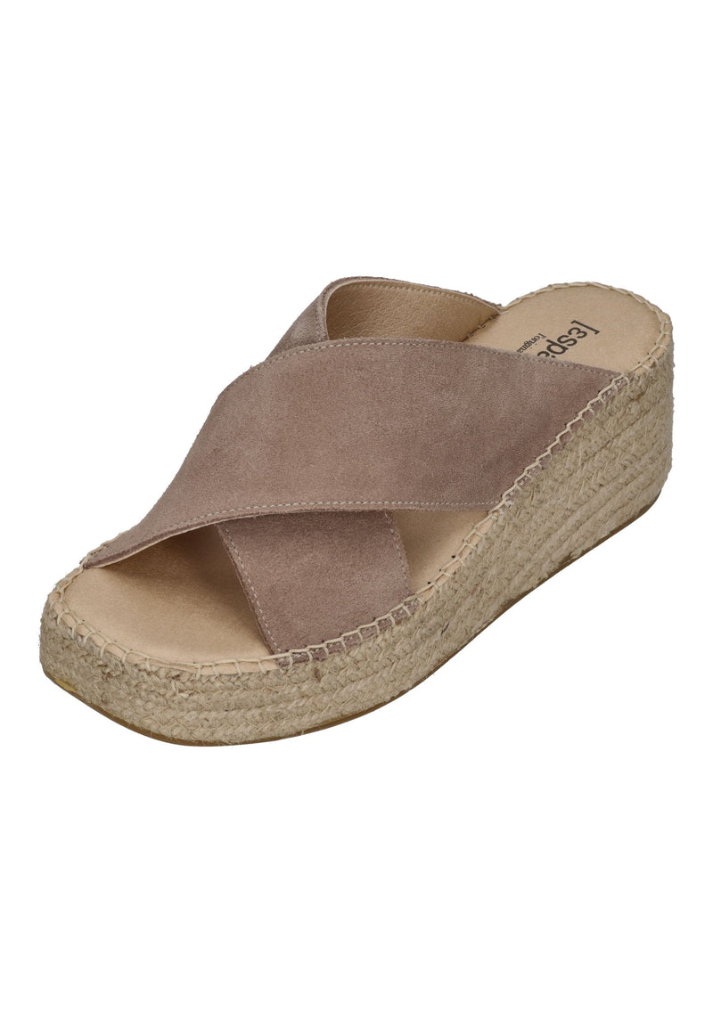 ESPADRIJ L'ORIGINALE Damen Pantolette TOULON CROISETTE VELOUR HIGH sable – Pantoletten