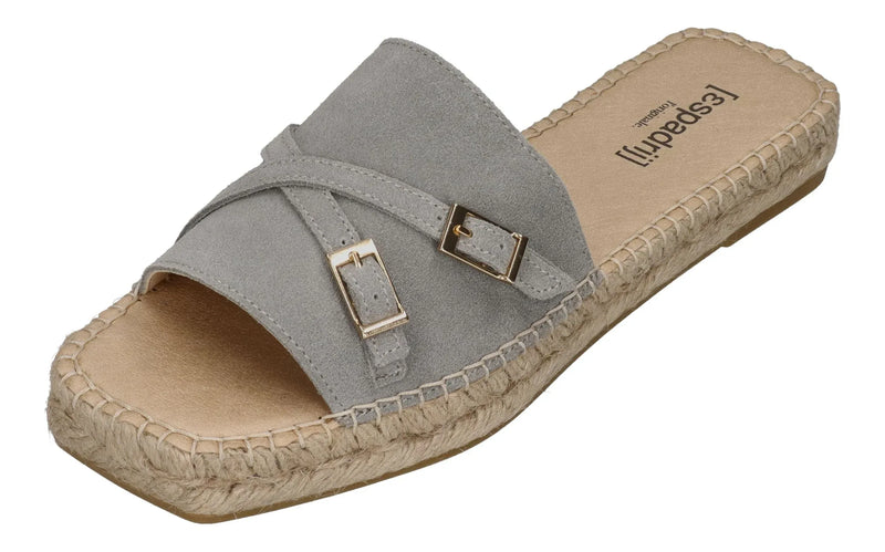 ESPADRIJ L'ORIGINALE Damen Pantoletten - CARRE BUCKLE - gris