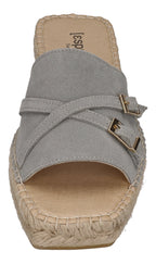 ESPADRIJ L'ORIGINALE Pantoletten - CARRE BUCKLE - gris - Shoedeal