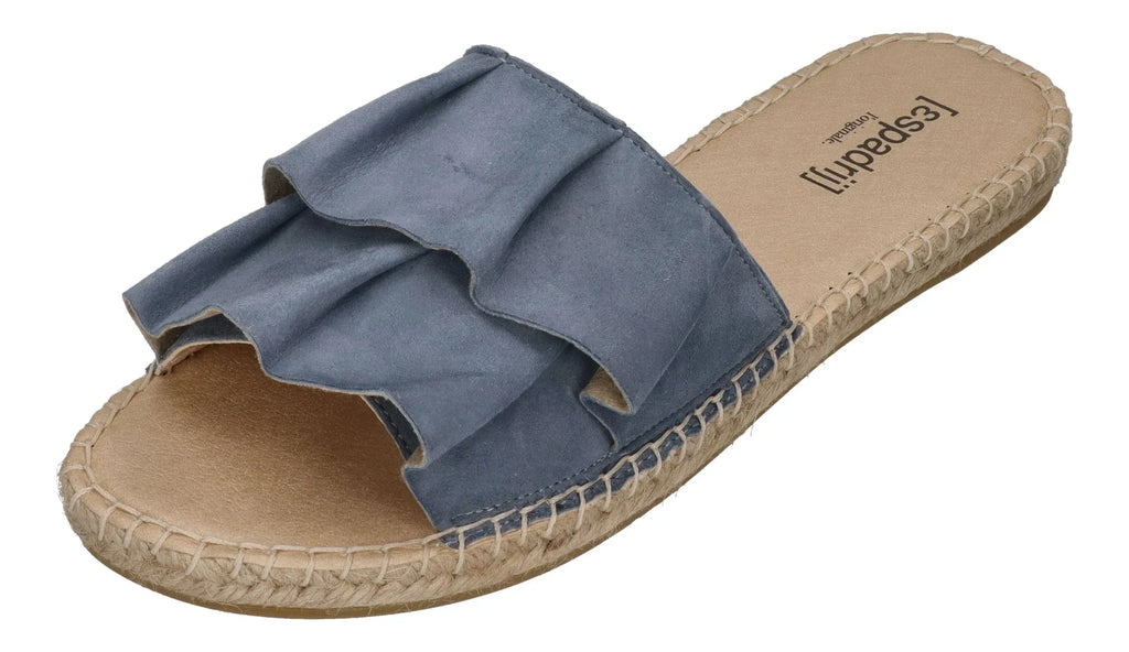 ESPADRIJ L'ORIGINALE Damen Pantoletten PLAGE VOLANT grey blue