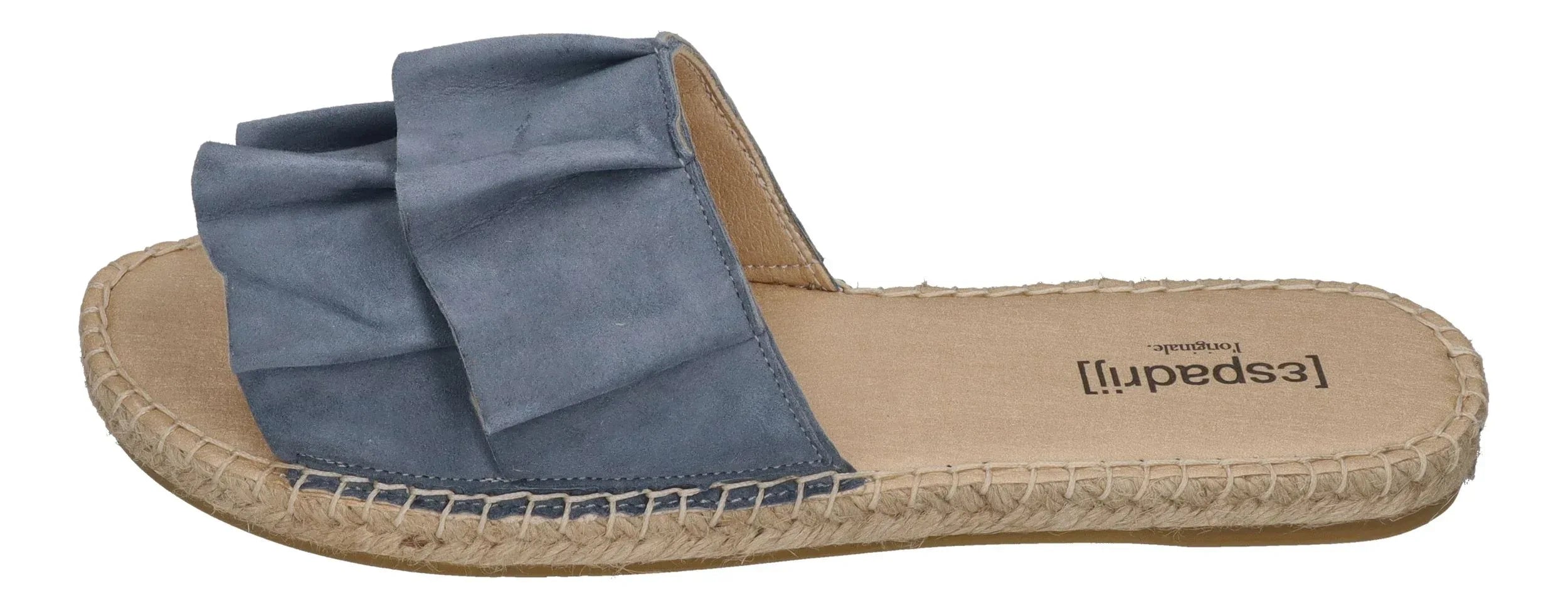 ESPADRIJ L'ORIGINALE Damen Pantoletten PLAGE VOLANT grey blue