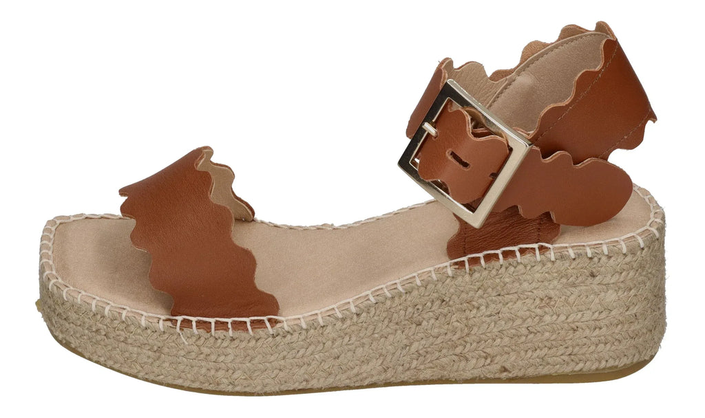 ESPADRIJ L'ORIGINALE Damen Sandalette - LYON HIGH - cognac