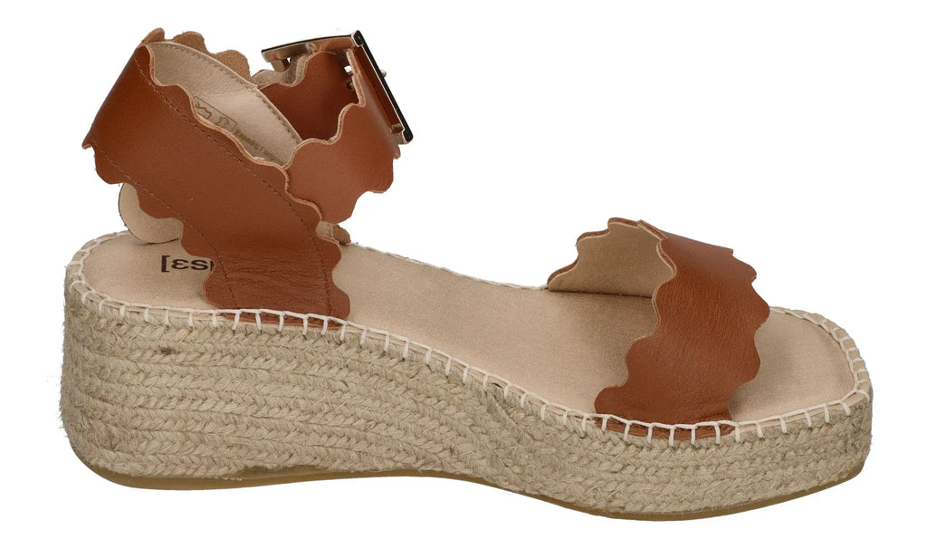 ESPADRIJ L'ORIGINALE Damen Sandalette - LYON HIGH - cognac