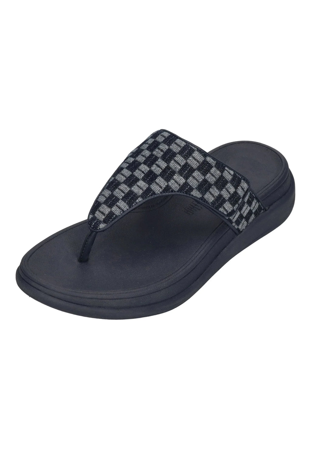 FitFlop - F-MODE GO ADJ. CHECKERBOARD-DENIM TOE-POST SANDALS - Unisex - Zehentrenner | Nur bei shoedealo.shop, deinem Onlineshop