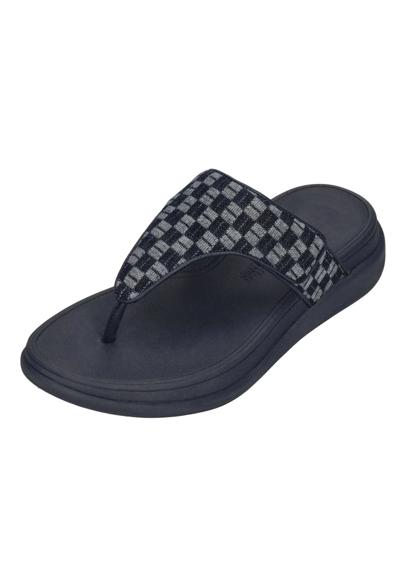 FitFlop - F-MODE GO ADJ. CHECKERBOARD-DENIM TOE-POST SANDALS - Unisex - Zehentrenner | Nur bei shoedealo.shop, deinem Onlineshop