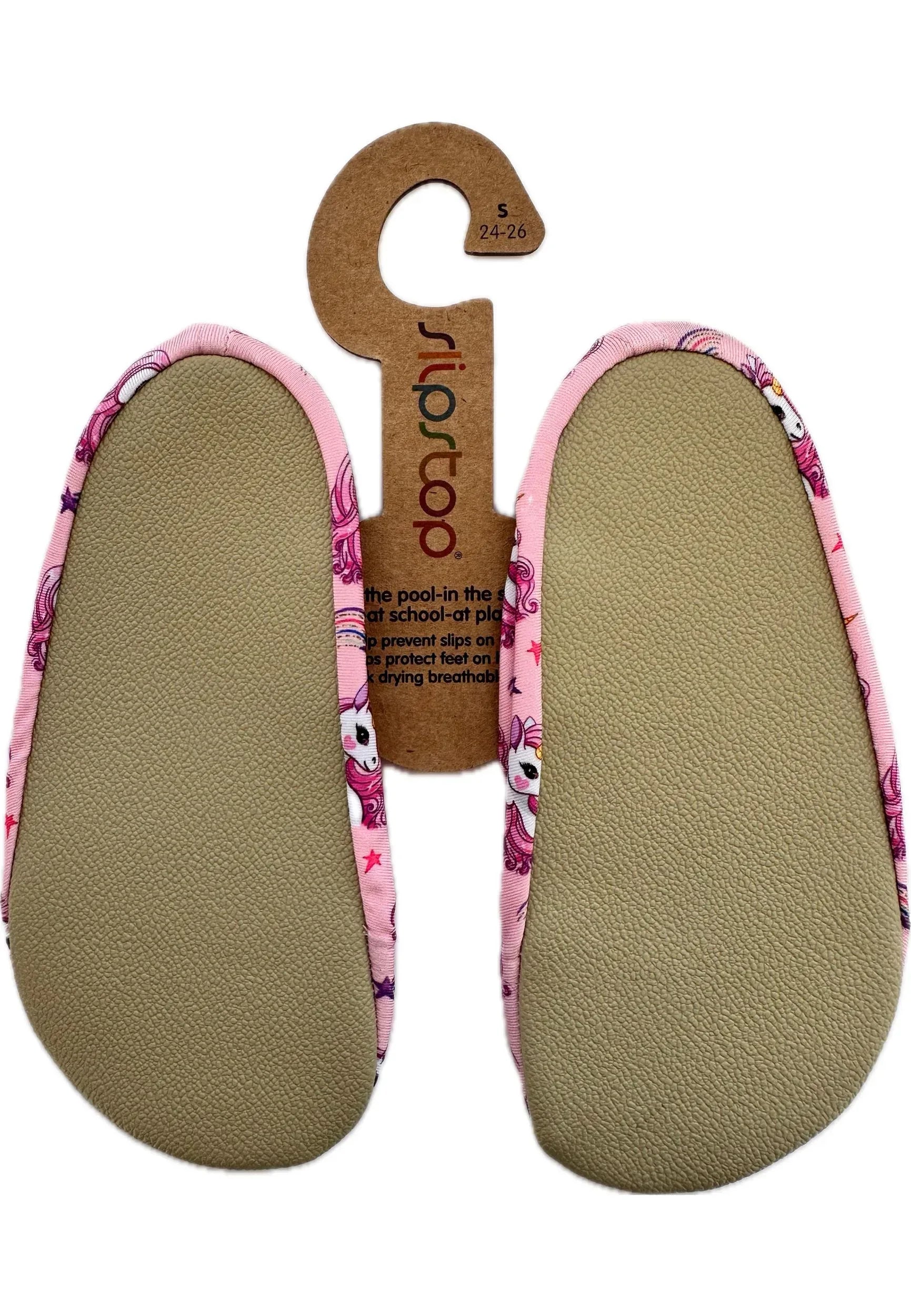 SLIPSTOP Kinder Hausschuhe Badeschuhe IRIS Einhorn rosa