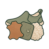 Illustration von Leder, Hydro-Leder und Wolle als Obermaterialien von KOEL Schuhen