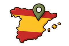 Natural World Icon für spanische Herkunft mit Spanien und Standortmarkierung