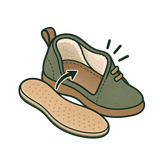 Illustration eines Schuhfutters mit herausnehmbarer Einlegesohle